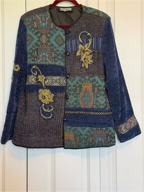 Indigo Moon Boho Patchwork Blue Embroidered Jacket - Indigo Multi